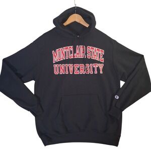 Champion Montclair State University Hoodie Mens Large Black Sweatshirt